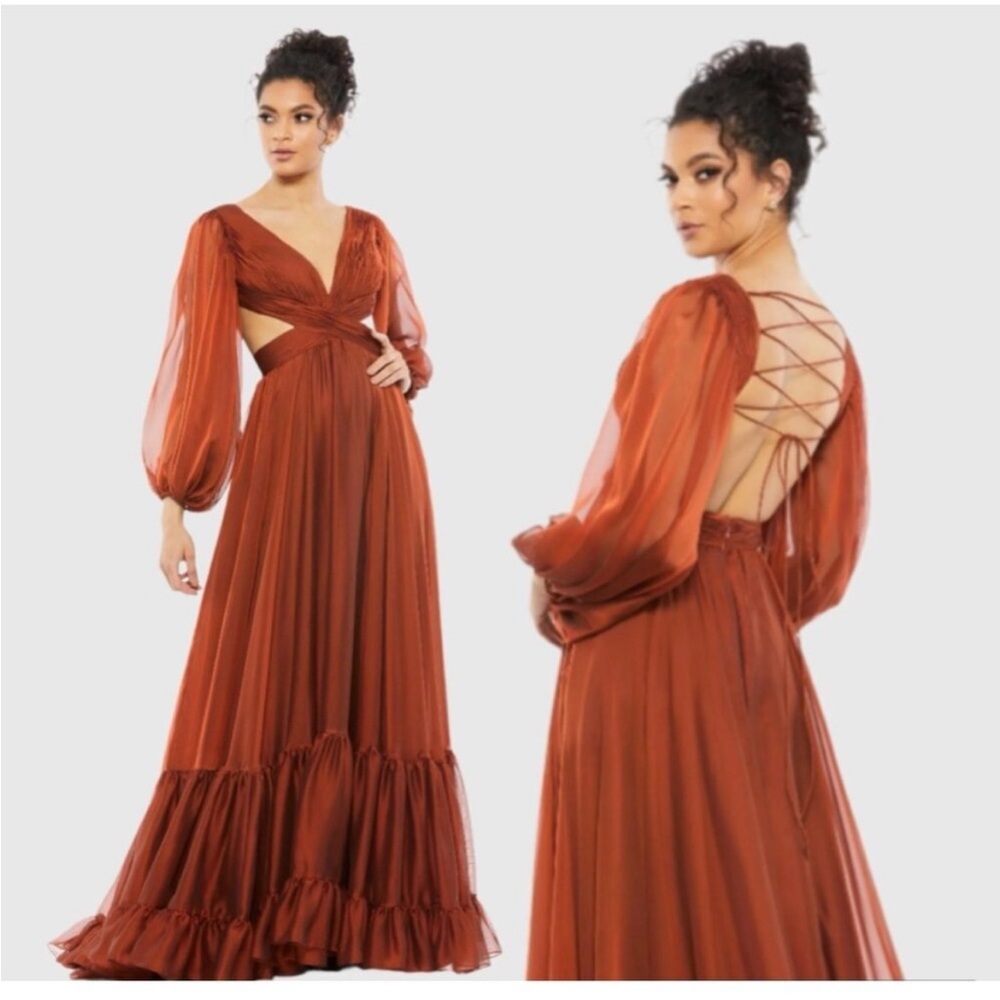 Elegant Rust Evening Gown